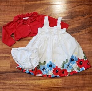 Janie and Jack NWT/EUC 12-18 months floral dress and cardigan
